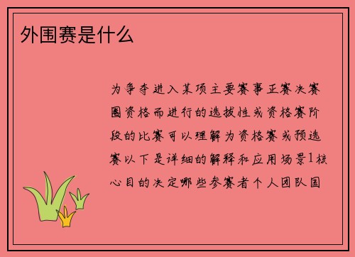 外围赛是什么